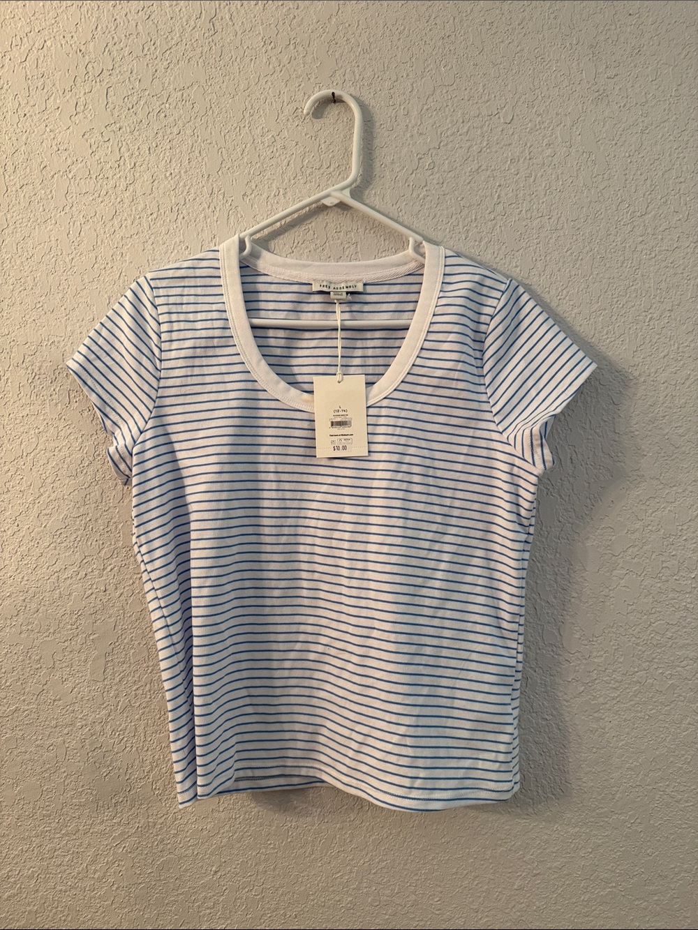 Madewell Striped Scoop Neck Tee in White and Light Blue